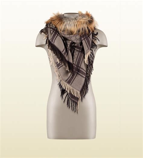 white gucci scarf women's|gucci scarf with fur trim.